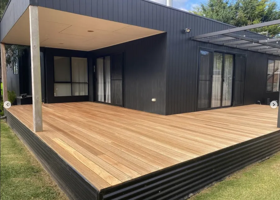 Outdoor timber decking installation